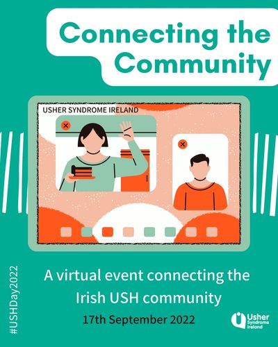 Text in image: "Connecting the Community. A virtual event connecting the Irish USH community. 17th S