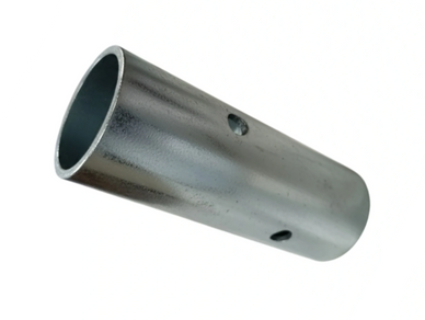 A cylindrical metal pipe with holes on its surface.