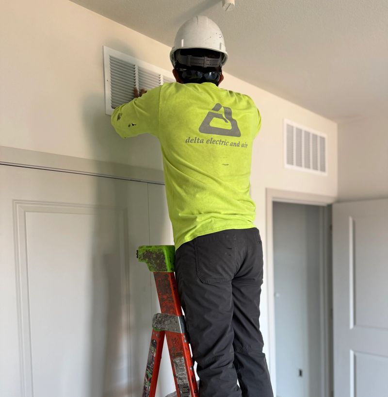 Electricians are working on the underground parking lighting at one of our job sites. Three-point contact is utilized and understood.