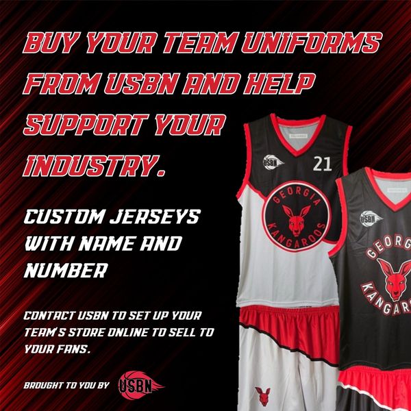Promote your team with custom uniforms from USBN featuring names and numbers.