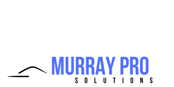 Logo of Murray Pro with blue text and a black background.