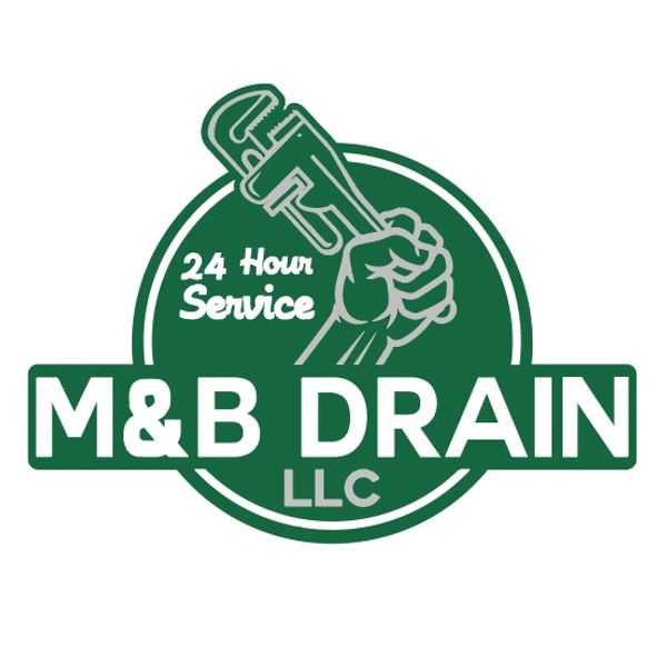 Logo of M&B Drain LLC with a wrench and 24-hour service text.