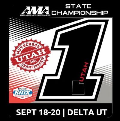 Utah AMA Motocross State Championship event logo with date and location details.