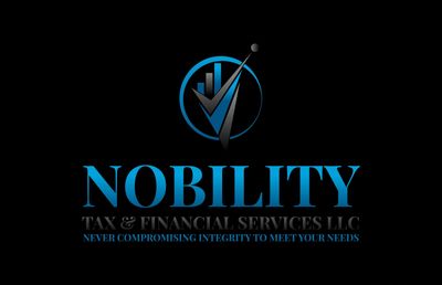 Logo for Nobility Tax &amp; Financial Services LLC with a blue checkmark and slogan.