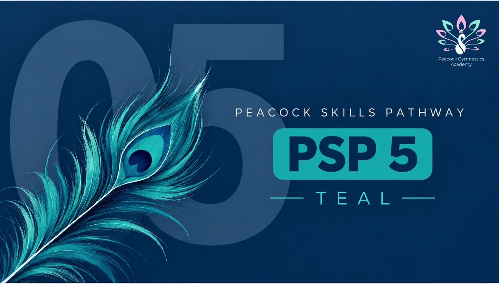 Peacock Skills Pathway PSP 5 Teal with peacock feather graphic.