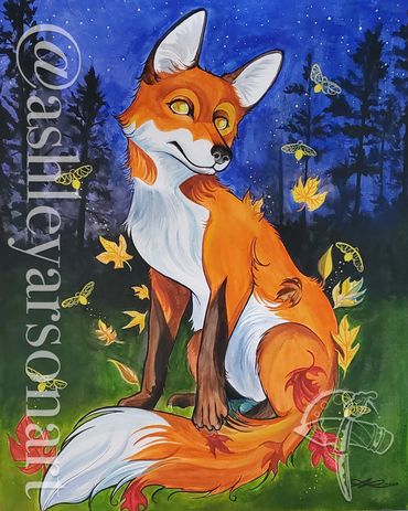 "Fox Season" 
 Watercolor 16x20 
By Ashley Arson