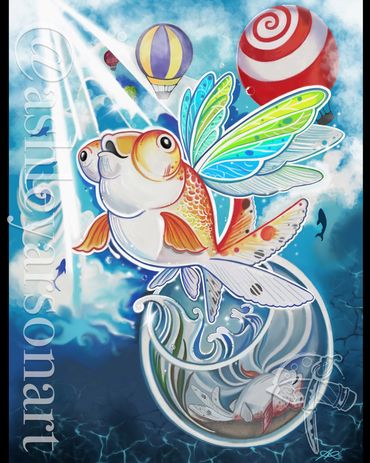 "Go Fish"
Mixed Media Painting
By Ashley Arson