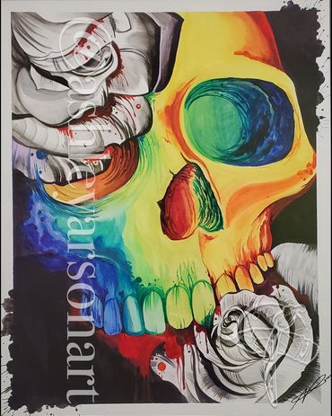 "Skull Rose" 
 Watercolor 16x20 
By Ashley Arson