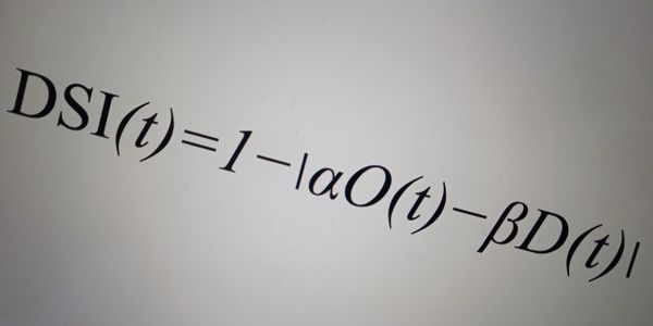 Mathematical formula showing a function DSI(t) with parameters and variables.