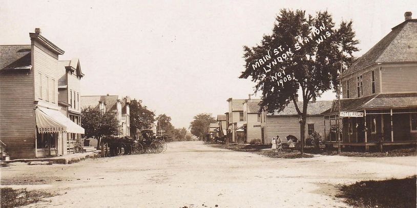 Lyndon Station History - Main St. Lyndon Station, Wisconsin in 1908