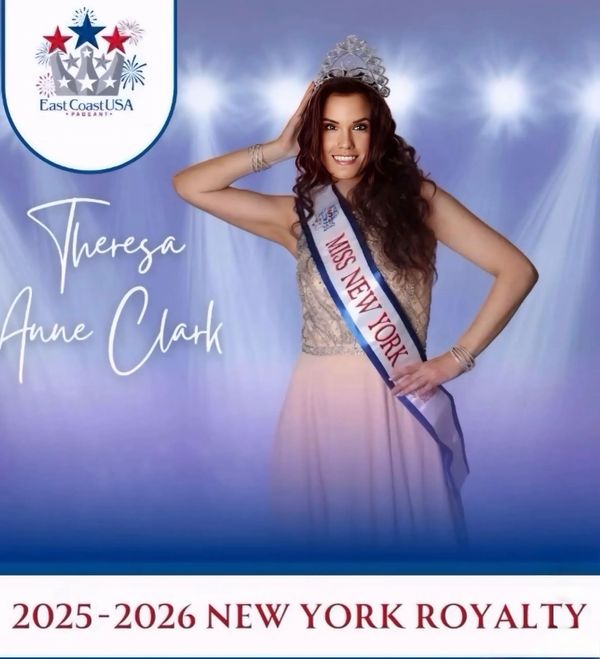 Theresa Anne Clark crowned Miss New York 2025-2026 in East Coast USA Pageant.
