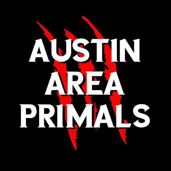 Logo with text Austin Area Primals and red claw marks.
