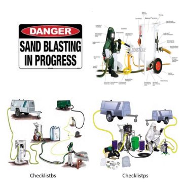 Diagram showing sandblasting safety and equipment checklist.