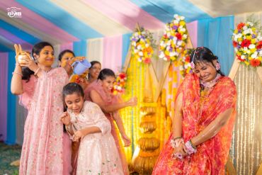 Women enjoying a traditional pre-wedding celebration.