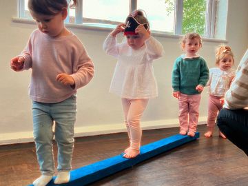 Walking the plank during our toddler dance class