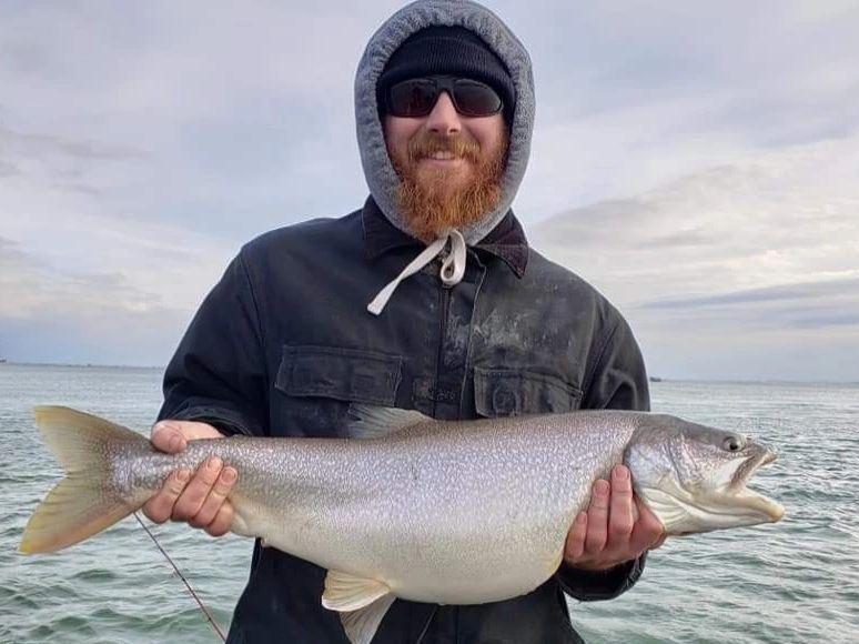 Lake Trout caught with  Niagara Fishing Fin-Addicts on Lake Ontario jigging the Niagara Bar