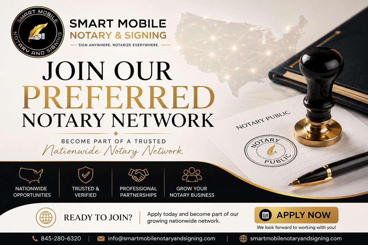 Invitation to join a trusted nationwide notary network with professional opportunities.