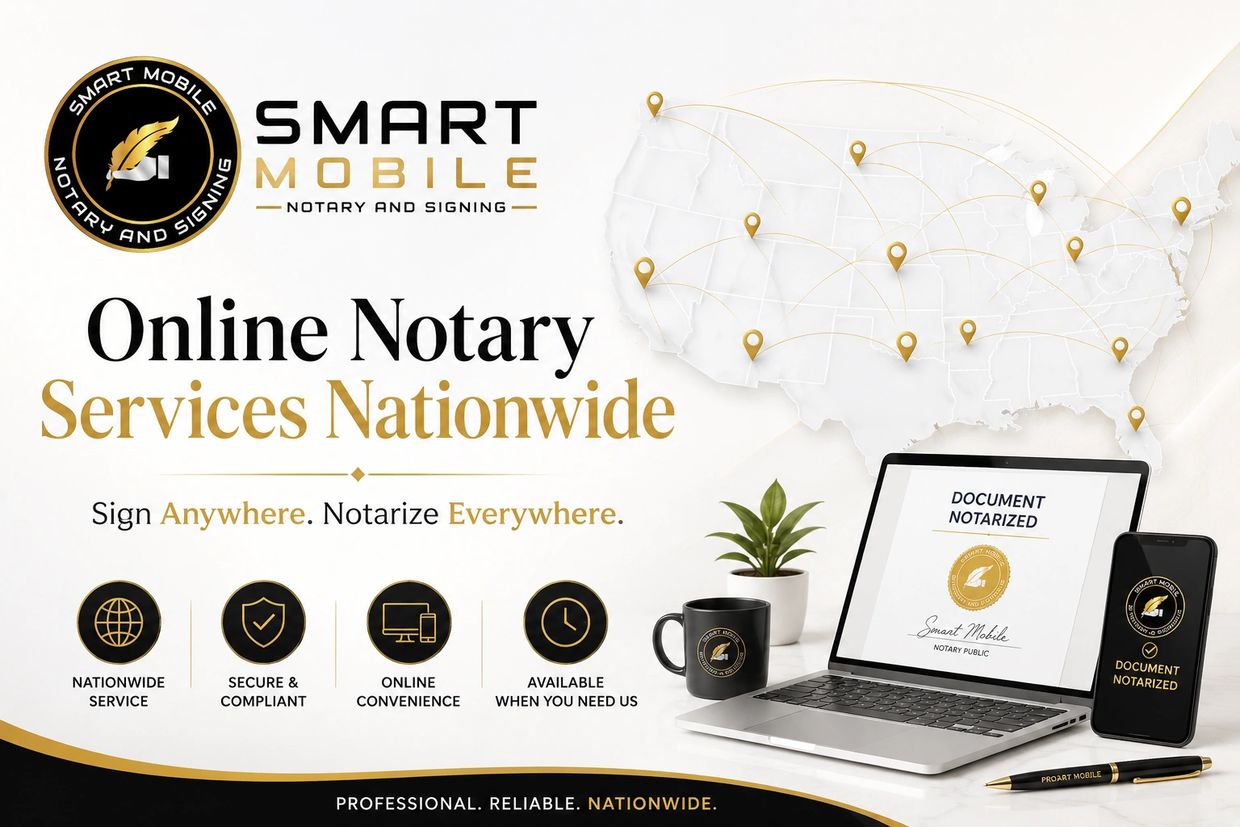 Smart Mobile offers nationwide online notary services with secure, convenient, and reliable options.