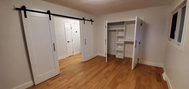 Installation of barn doors, double doors and closet organizer