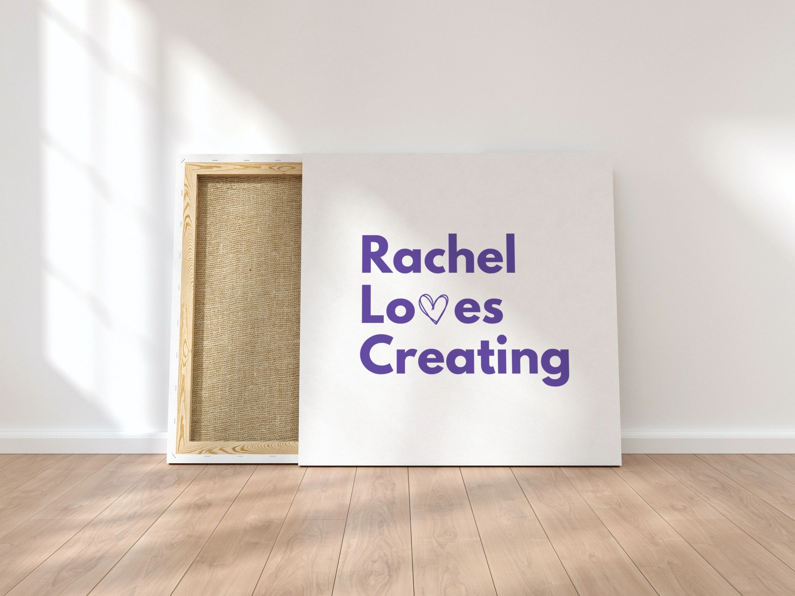 RachelLovesCreating logo on white canvas art board