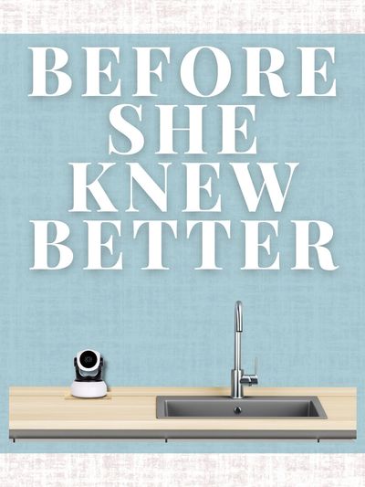 Book cover for “Before She Knew Better” by Sarah Wolfe, featuring a blue background and camera.