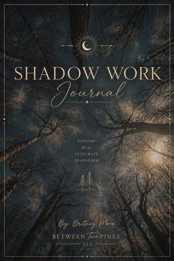 Shadow Work Journal cover with a dark forest background.