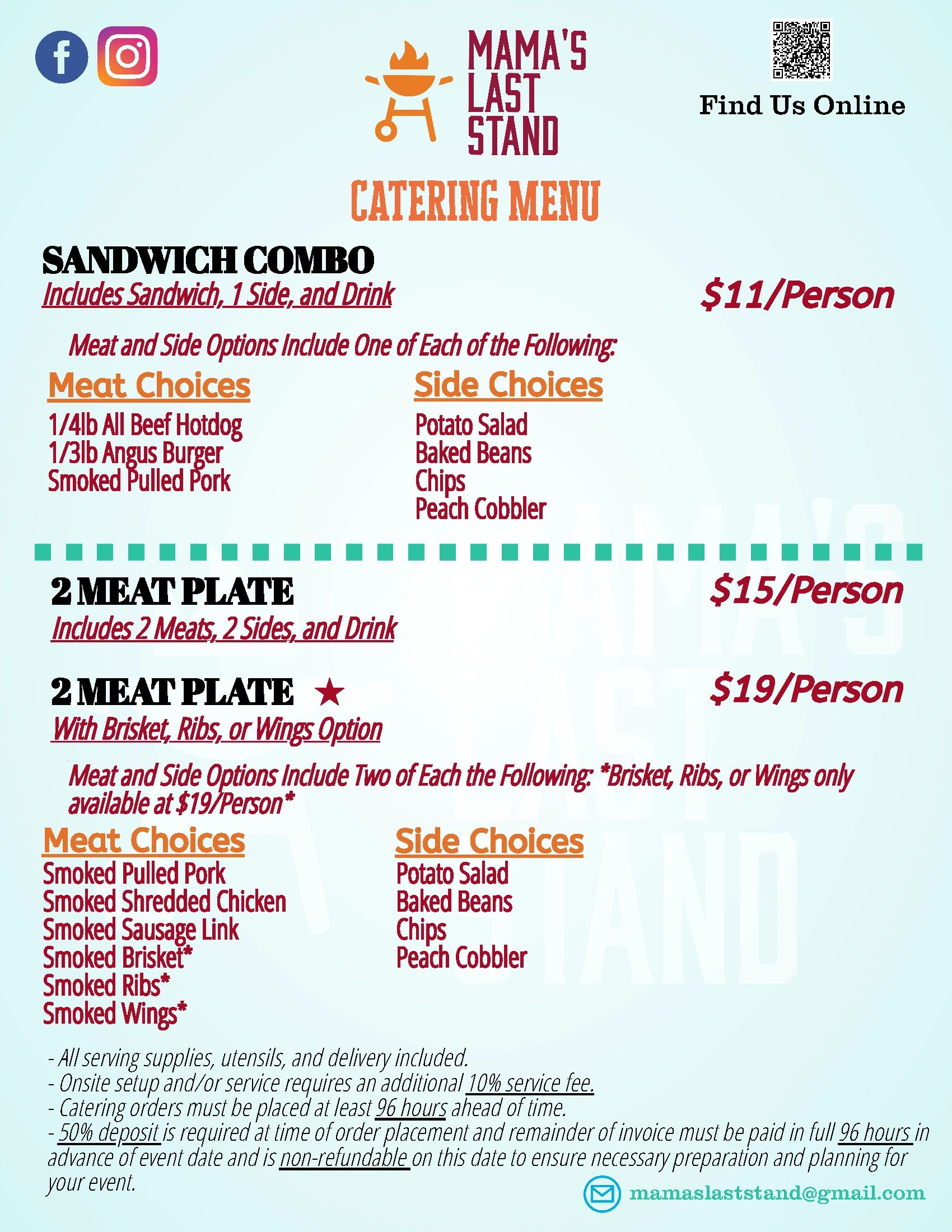 Drop off or Full Service Catering to Meet Your Needs!