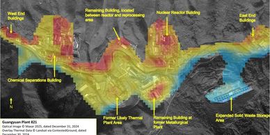 Labeled aerial image of Guanquianyu Plant 821 showing key buildings and areas.