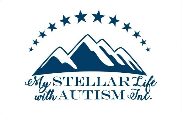 Logo with mountains and stars for My Stellar Life with Autism Inc.