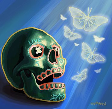Butterflies. Dead of the Dead inspired digital painting by Estabon Jay Tittle