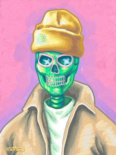 Pastel Calavera. Dead of the Dead inspired digital painting by Estabon Jay Tittle