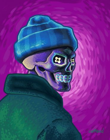 Purple beanie. Dead of the Dead inspired digital painting by Estabon Jay Tittle