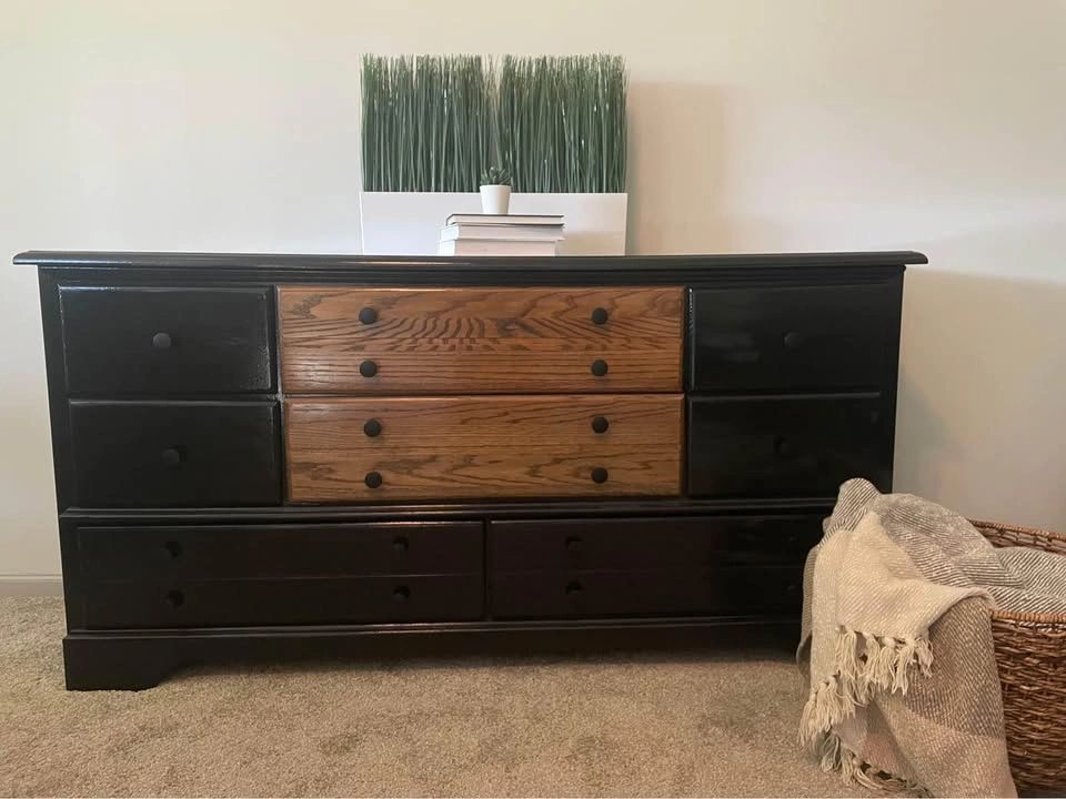 black stained dresser Black Tall Wooden Dresser with Dark Stain main image 1