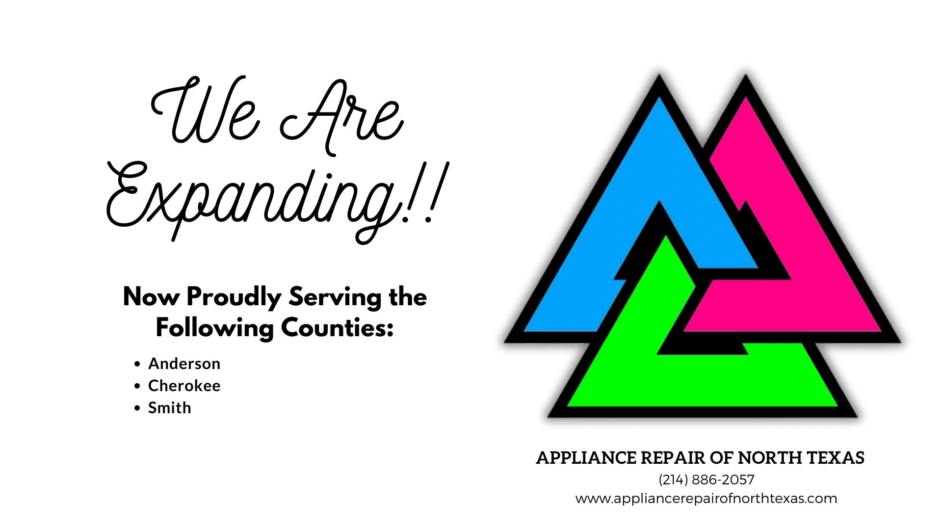 We are expanding to Anderson, Cherokee and Smith County, TX