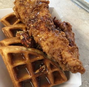 Pecan Praline Chicken & Waffles