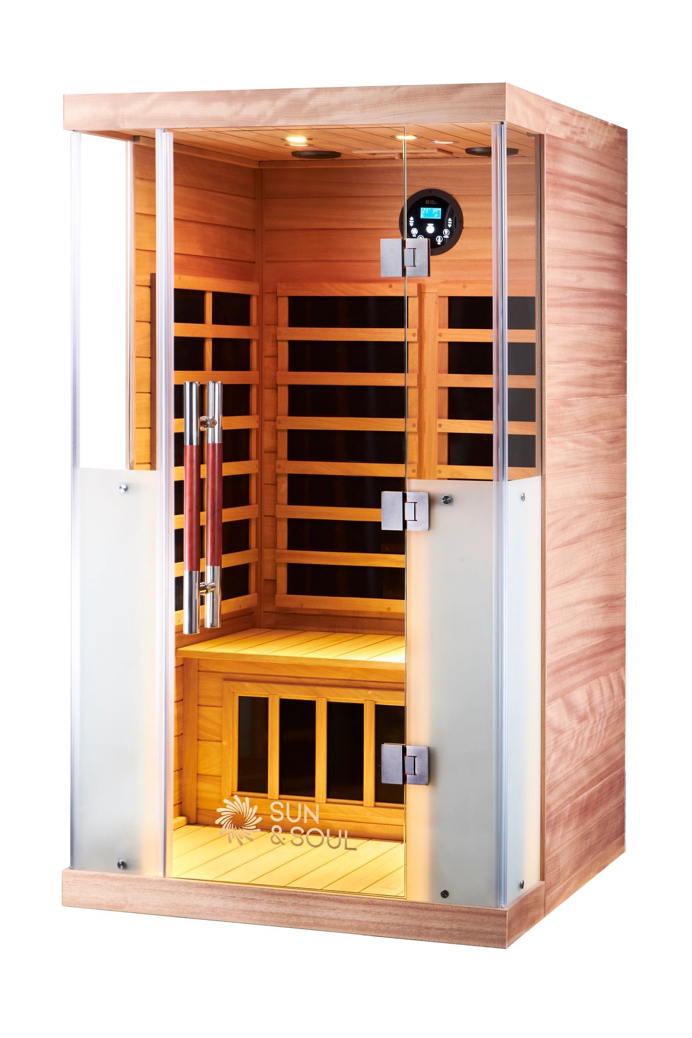Sun & Soul Sun 200 two person infrared sauna in mahogany — Splash City