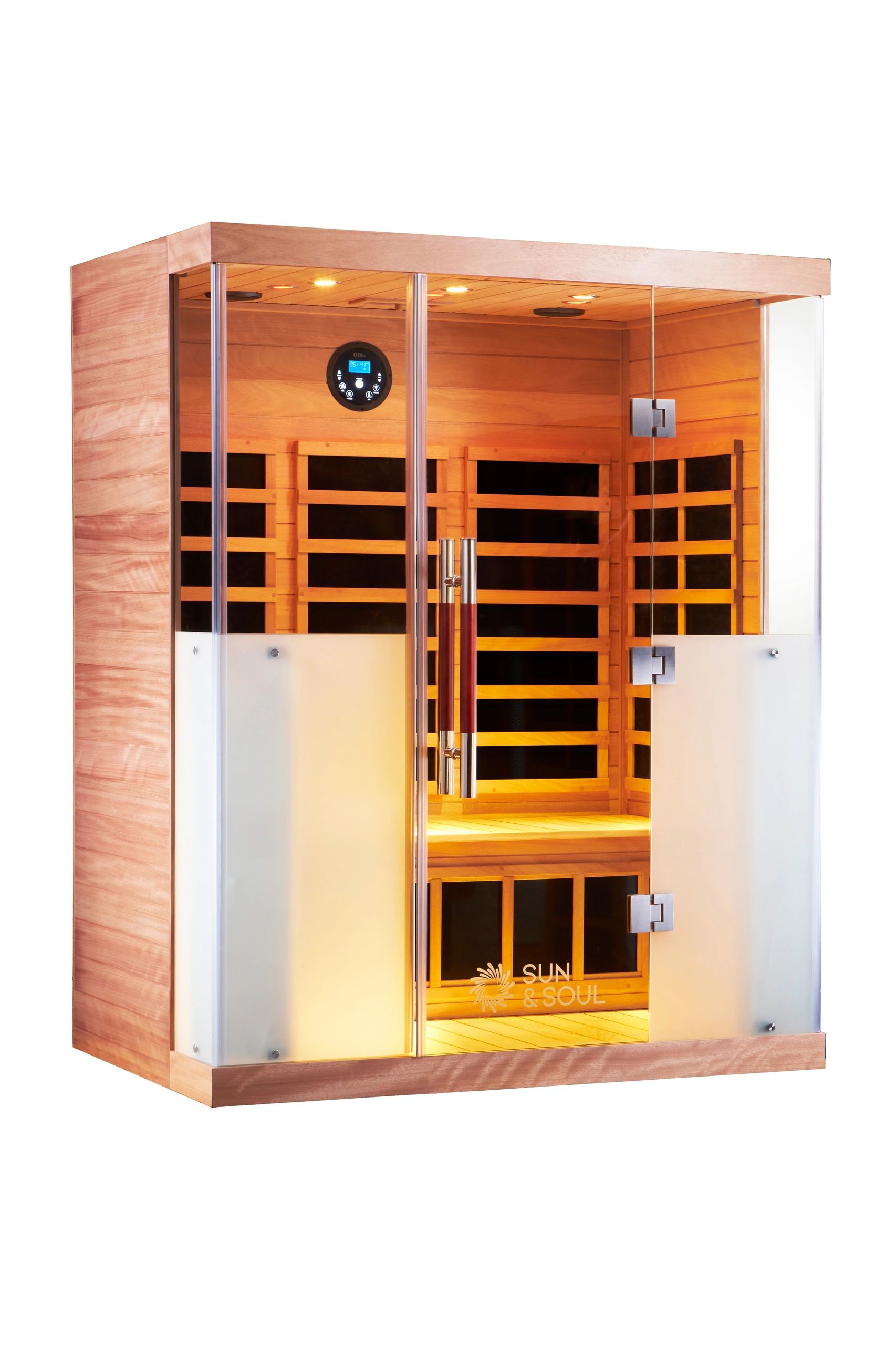 Sun & Soul Sun 300 three person infrared sauna in mahogany — Splash City