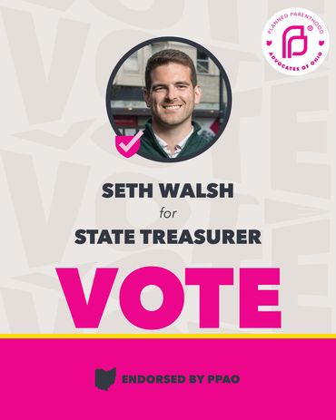 Campaign poster for Seth Walsh running for Ohio State Treasurer.