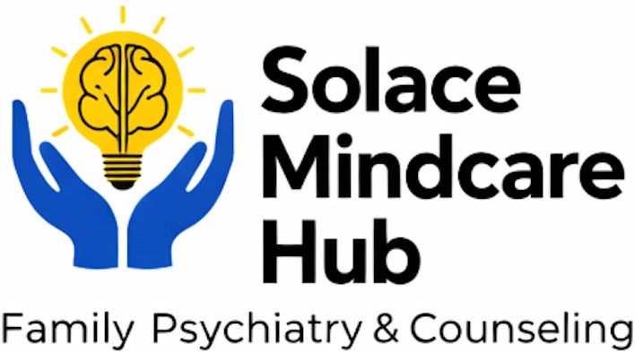 Logo for Solace Mindcare Hub, specializing in family psychiatry and counseling.