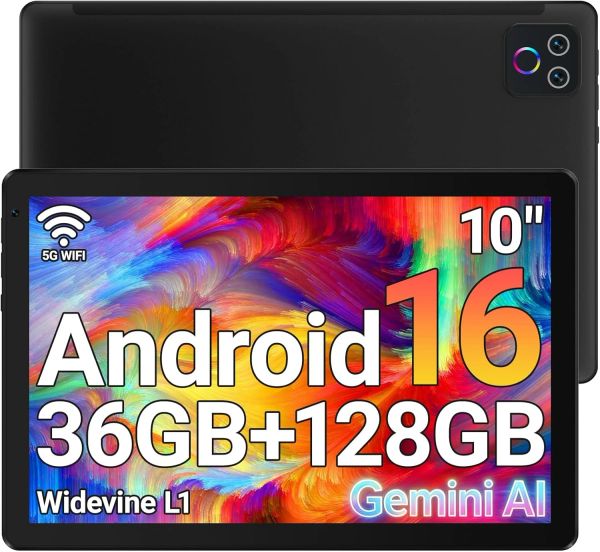 10-inch Android tablet with 36GB+128GB storage and 5G WiFi.