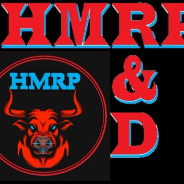Logo with a fierce red bull and text 'HMRP' in blue and red.