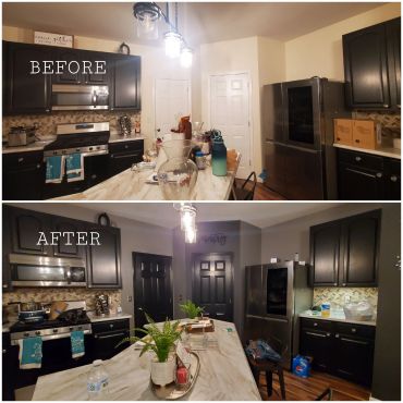 Kitchen renovation before and after.