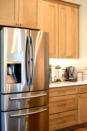 built in refrigerator on a newly remodelled kitchen