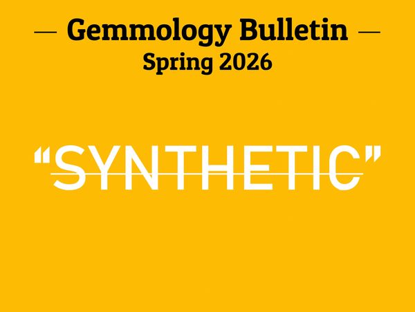 Gemmology Bulletin, Spring 2026.
"SYNTHETIC".
