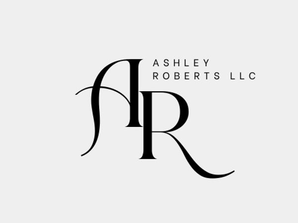 Elegant black logo with stylized AR and Ashley Roberts LLC text.