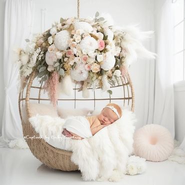 Baby in boho basket