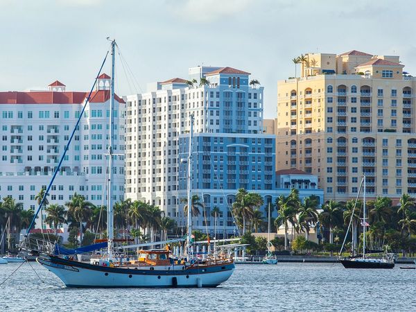 View of the intracoastal waterway from Flagler Street downtown West Palm Beach FL