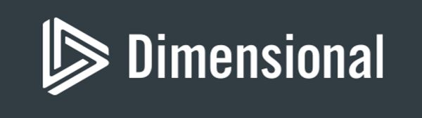 Dimensional company logo on dark background.