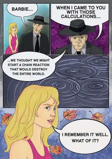 Page 1 of Barbieheimer by Andrea Murray
Originally printed in 2023 by Coin Operated Press