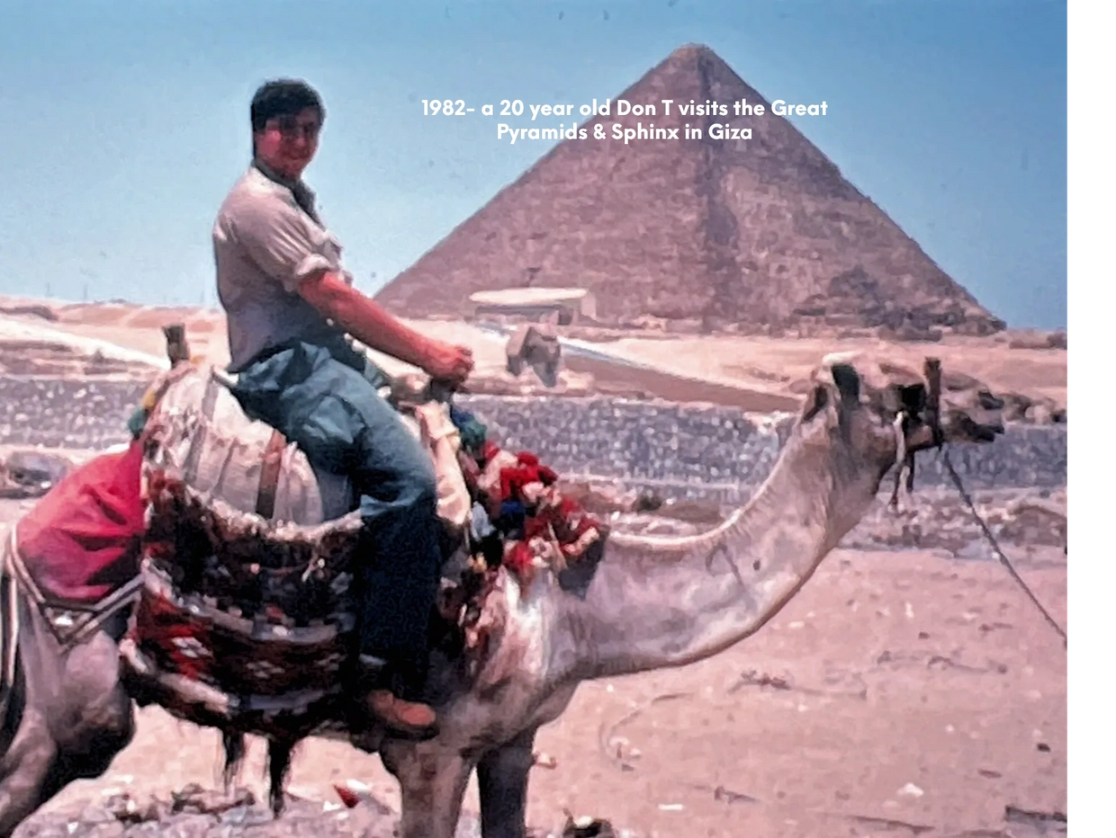 A 20-year old Don Toenshoff visits the Great Pyramids & Sphinx of Giza, Egypt